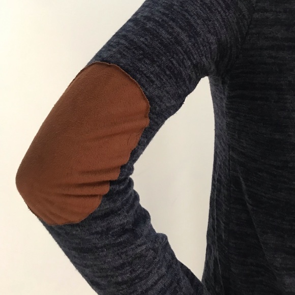 Navy sweater with buttons and elbow pads. - Picture 4 of 6